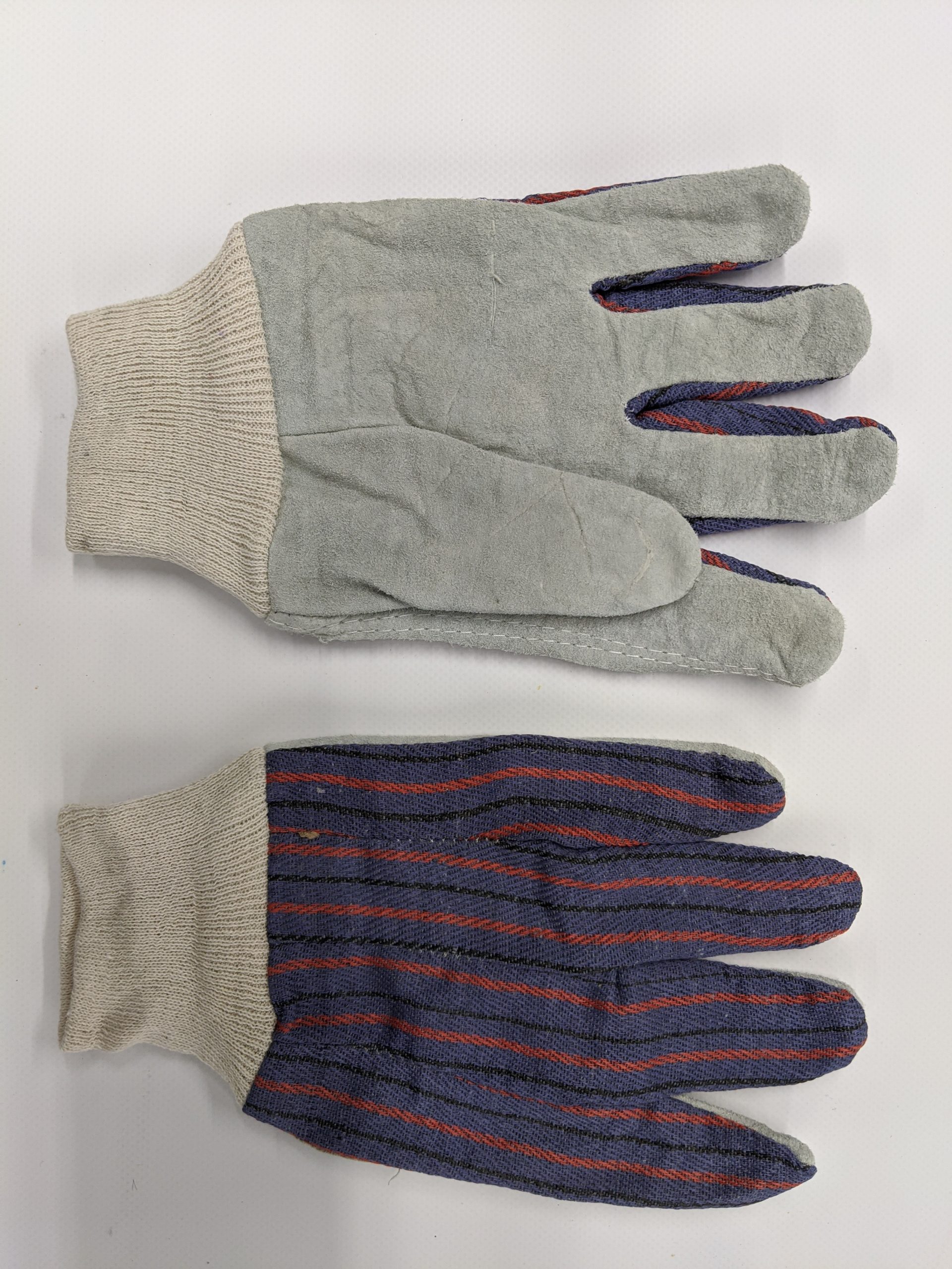 knit gloves with leather palms